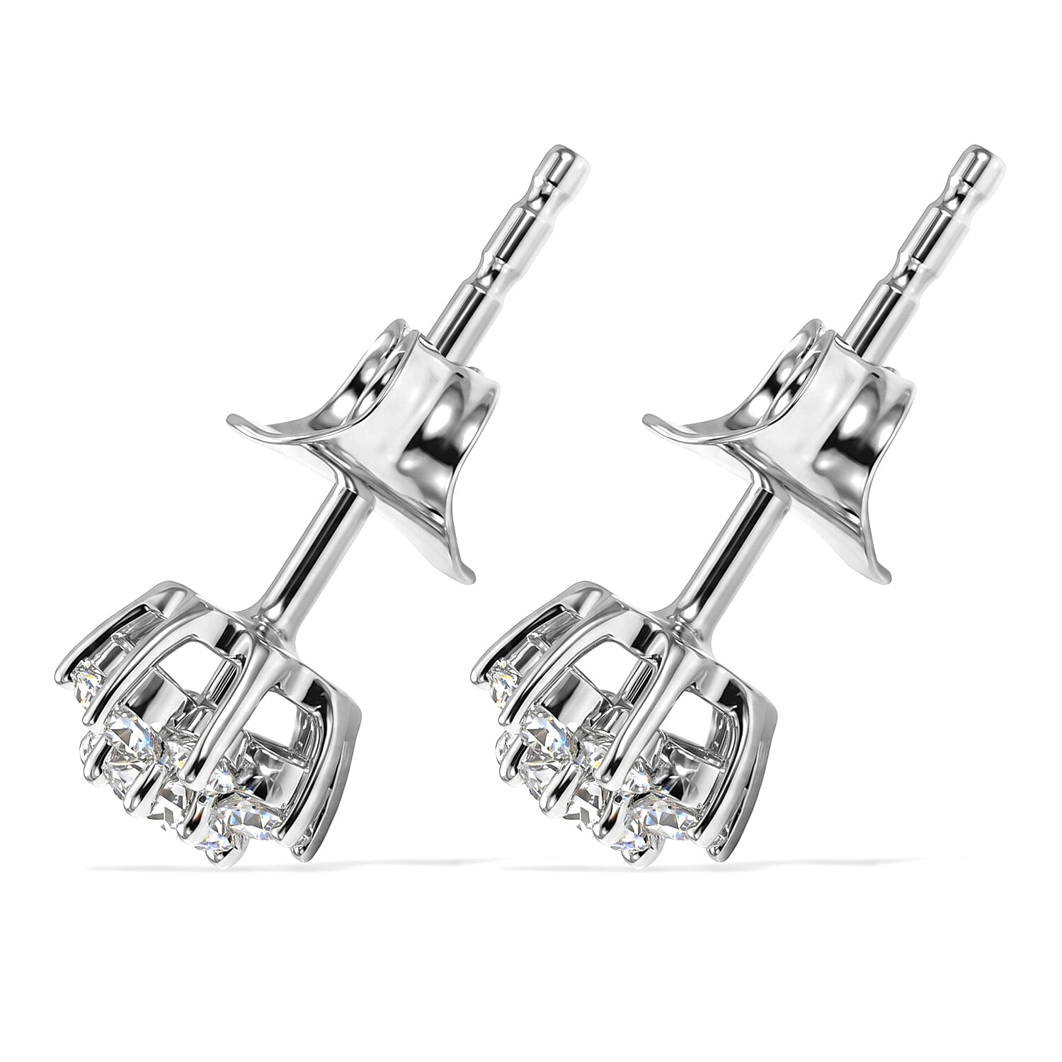 Luxuriant Lab Grown Diamond G-H SI 0.33 ctw Earrings in Rhodium Over Sterling Silver