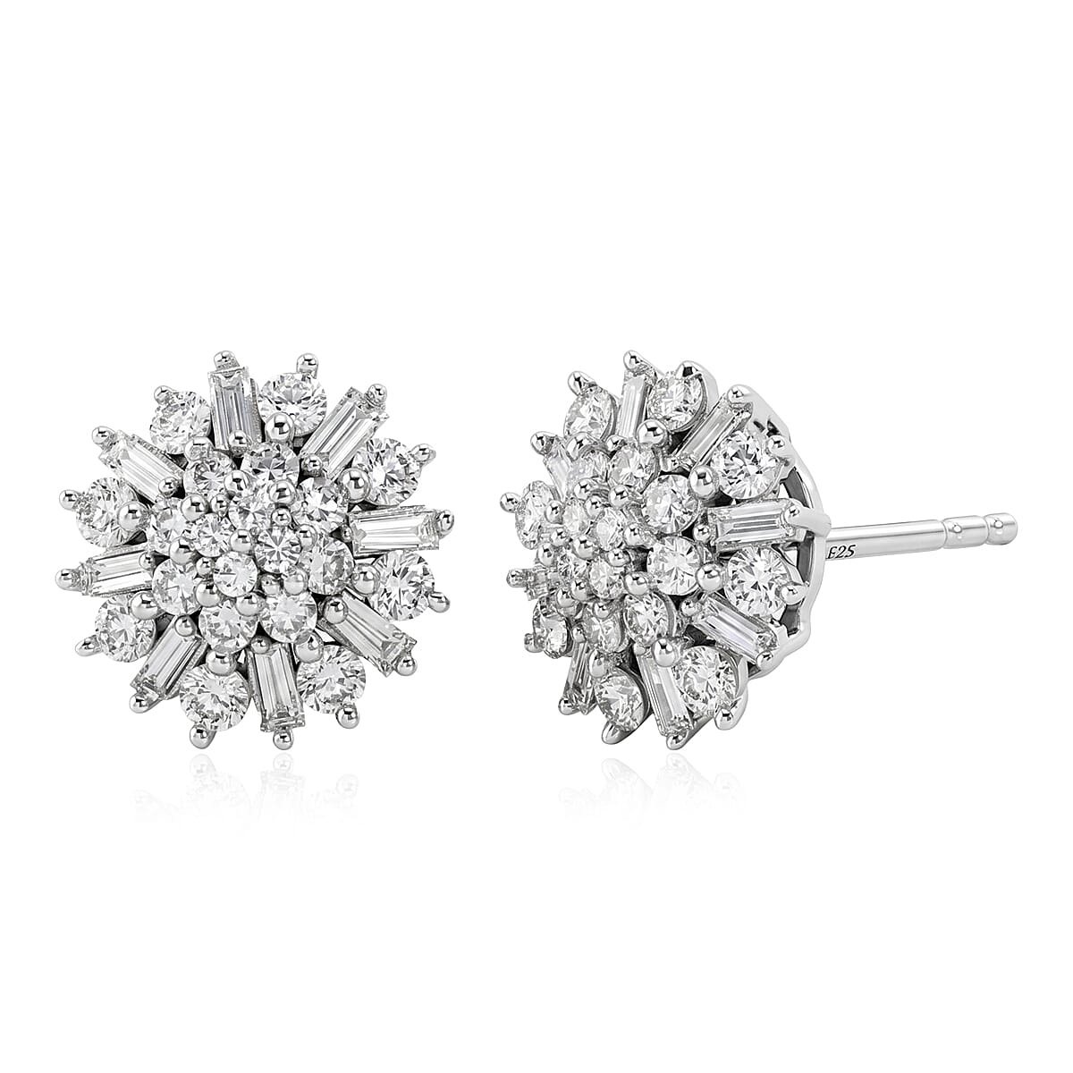 Luxuriant Lab Grown Diamond G-H SI 1.00 ctw Earrings in Rhodium Over Sterling Silver (Del. In 10-12 Days)