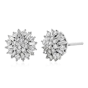 Luxuriant Lab Grown Diamond G-H SI 1.00 ctw Earrings in Rhodium Over Sterling Silver (Del. In 10-12 Days)