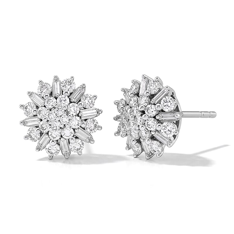 Luxuriant Lab Grown Diamond G-H SI 1.00 ctw Earrings in Rhodium Over Sterling Silver
