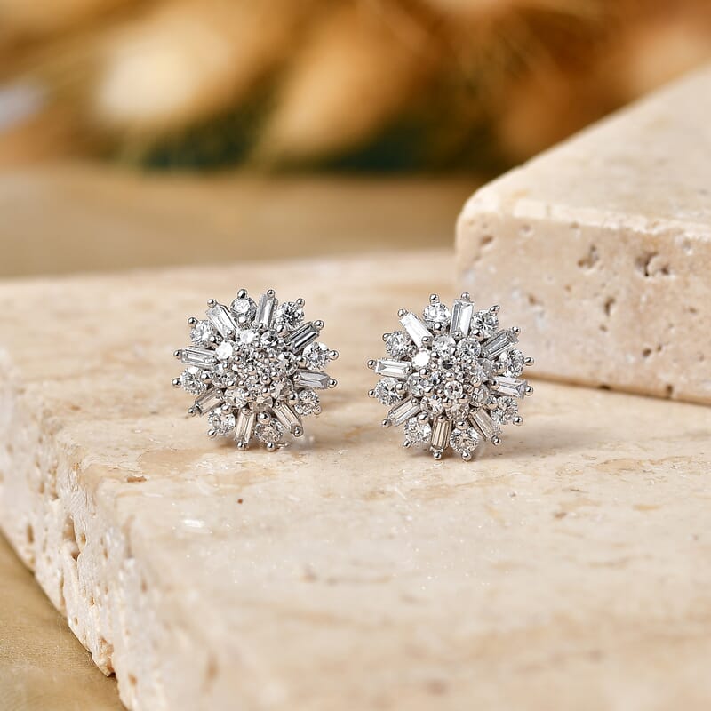 Luxuriant Lab Grown Diamond G-H SI 1.00 ctw Earrings in Rhodium Over Sterling Silver