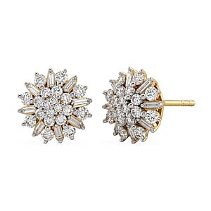 Luxuriant Lab Grown Diamond G-H SI 1.00 ctw Earrings in 18K Vermeil Yellow Gold Over Sterling Silver (Del. In 10-12 Days)