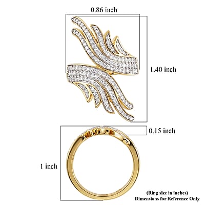 Luxuriant Lab Grown Diamond G-H SI 1.00 ctw Bypass Ring in 18K Vermeil Yellow Gold Over Sterling Silver (Size 5.0)