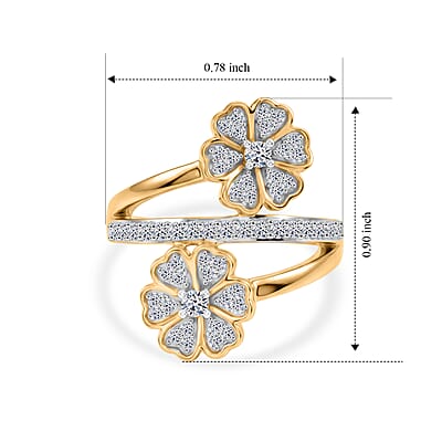Luxuriant Lab Grown Diamond G-H SI 0.50 ctw Bypass Floral Ring in 18K Vermeil Yellow Gold Over Sterling Silver (Size 5.0)