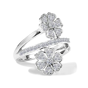 Luxuriant Lab Grown Diamond G-H SI 0.50 ctw Bypass Floral Ring in Rhodium Over Sterling Silver (Size 6.0) (Del. In 10-12 Days)