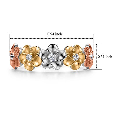 Luxuriant Lab Grown Diamond G-H SI 0.13 ctw Ring in 18K Vermeil YRG and Rhodium Over Sterling Silver (Size 5.0)