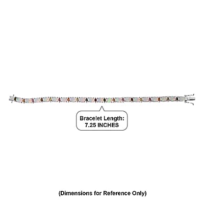D'Joy Premium Ethiopian Welo Opal and Multi-Tourmaline 10.00 ctw Starlight Bracelet in Rhodium Over Sterling Silver (7.25 In)
