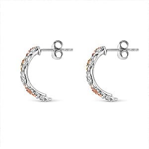 Luxuriant Lab Grown Diamond G-H SI 0.15 ctw Floral Earrings in 18K Vermeil YRG and Rhodium Over Sterling Silver (Del. In 10-12 Days)