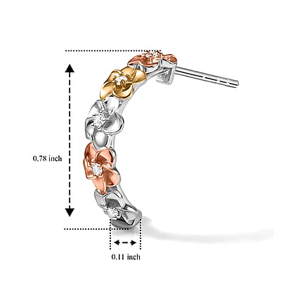 Luxuriant Lab Grown Diamond G-H SI 0.15 ctw Floral Earrings in 18K Vermeil YRG and Rhodium Over Sterling Silver
