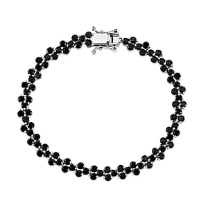 EverTrue Thai Black Spinel 10.00 ctw Midnight Blossom 3-Row Bracelet in Platinum Bond (7.25 In)