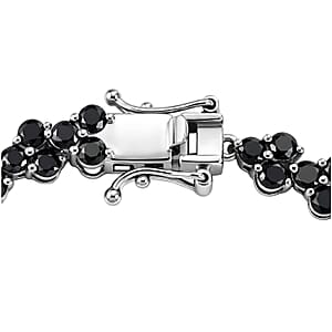 EverTrue Thai Black Spinel 10.00 ctw Midnight Blossom 3-Row Bracelet in Platinum Bond (7.25 In)