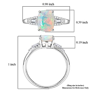 D'Joy Premium Ethiopian Welo Opal and Moissanite 1.35 ctw Moonlit Ring in Rhodium Over Sterling Silver (Size 10.0)