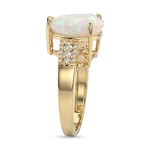 Luxoro AAA Ethiopian Welo Opal and Diamond I2 5.70 ctw Trillion Glow Ring in 10K Yellow Gold (Size  6.0)