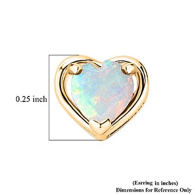 D'Joy Premium Ethiopian Welo Opal 0.60 ctw Golden Heart Glow Earrings in 14K Yellow Gold Over Sterling Silver