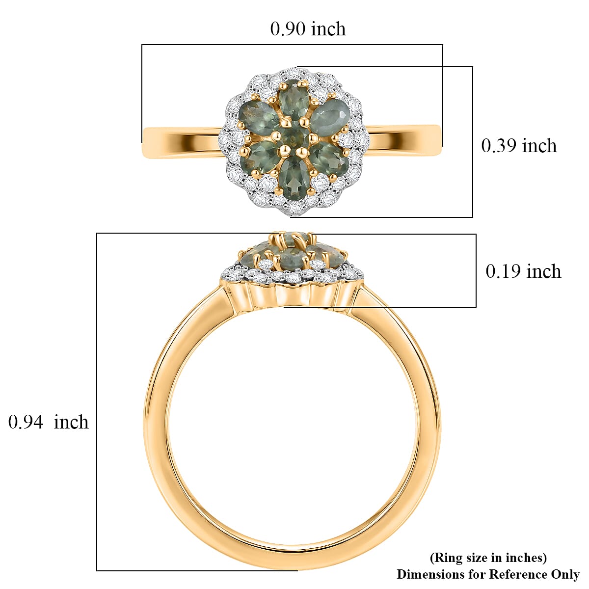 D'Joy Narsipatnam Alexandrite and Moissanite 0.75 ctw Garden Spark Flower Ring in 18K Vermeil Yellow Gold Over Sterling Silver (Size  10.0) image number 5