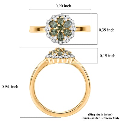 D'Joy Narsipatnam Alexandrite and Moissanite 0.75 ctw Garden Spark Flower Ring in 18K Vermeil Yellow Gold Over Sterling Silver (Size  5.0)