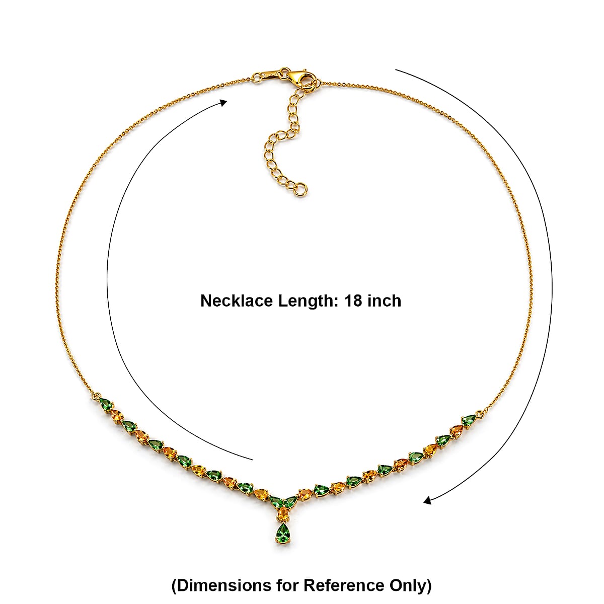 D'Joy Premium Tsavorite Garnet and Yellow Sapphire 6.00 ctw Majestic Leaf Line Necklace in 18K Vermeil Yellow Gold Over Sterling Silver 18-20 Inches image number 4