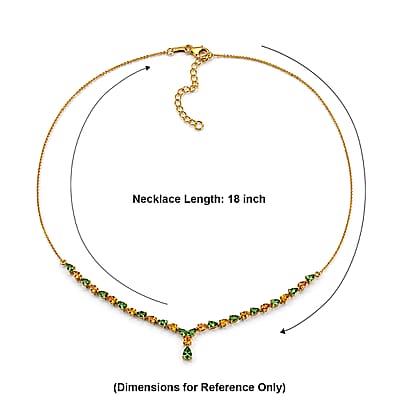 D'Joy Premium Tsavorite Garnet and Yellow Sapphire 6.00 ctw Majestic Leaf Line Necklace in 18K Vermeil Yellow Gold Over Sterling Silver 18-20 Inches