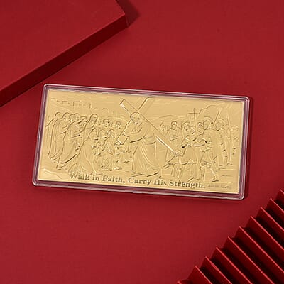 24K Yellow Gold Walk in Faith Carry His Strength Embossed Sheet (31x45.5mm) 100mg