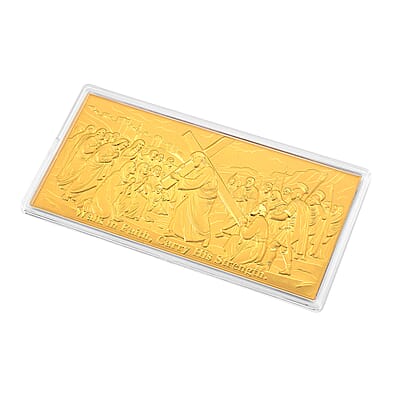 24K Yellow Gold Walk in Faith Carry His Strength Embossed Sheet (31x45.5mm) 100mg