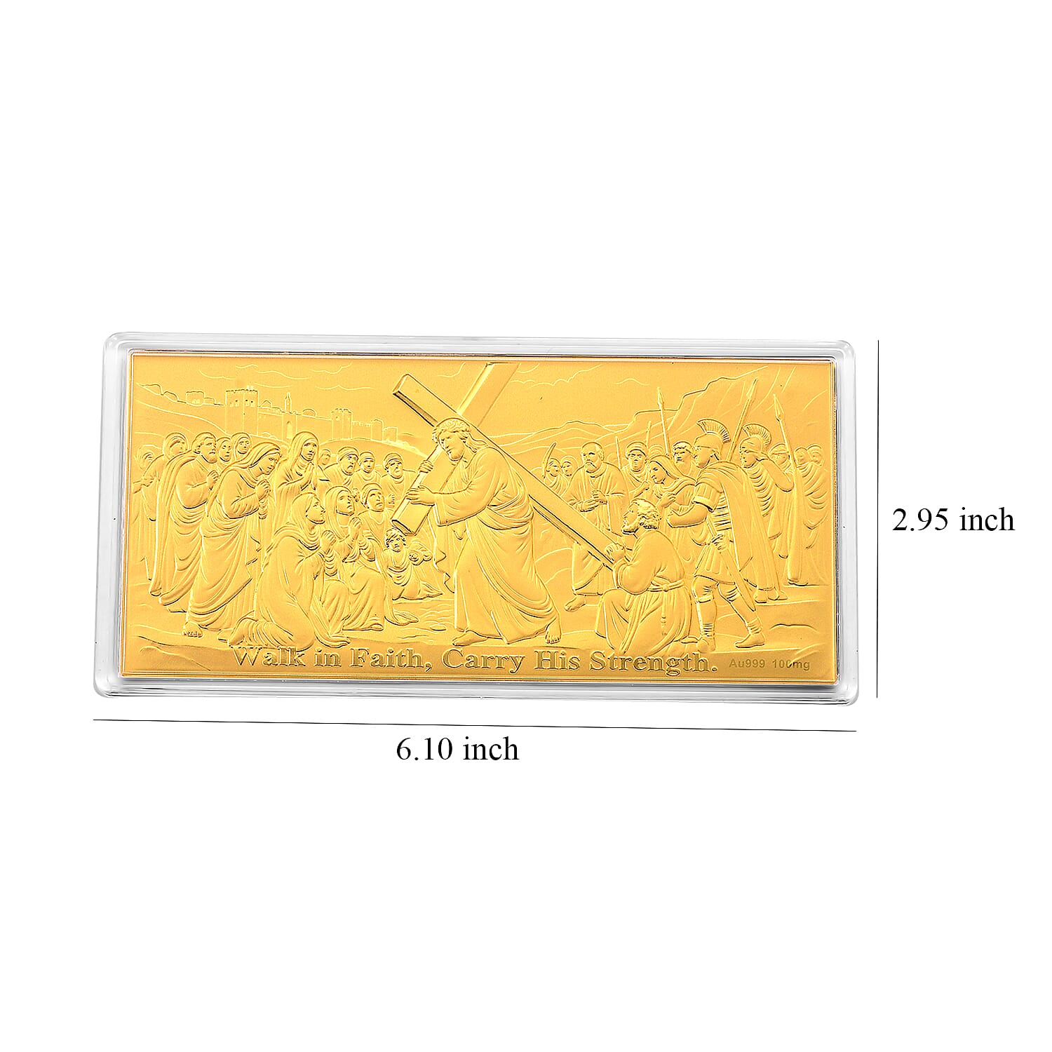 24K Yellow Gold Walk in Faith Carry His Strength Embossed Sheet (155x75mm) 100mg