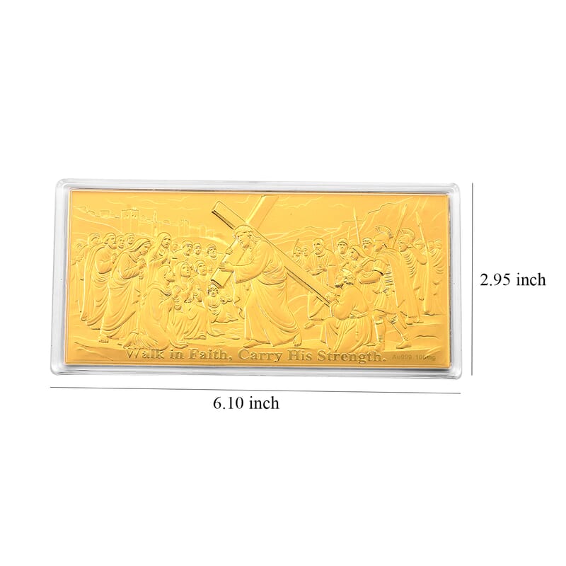 24K Yellow Gold Walk in Faith Carry His Strength Embossed Sheet (75x154mm) 100mg
