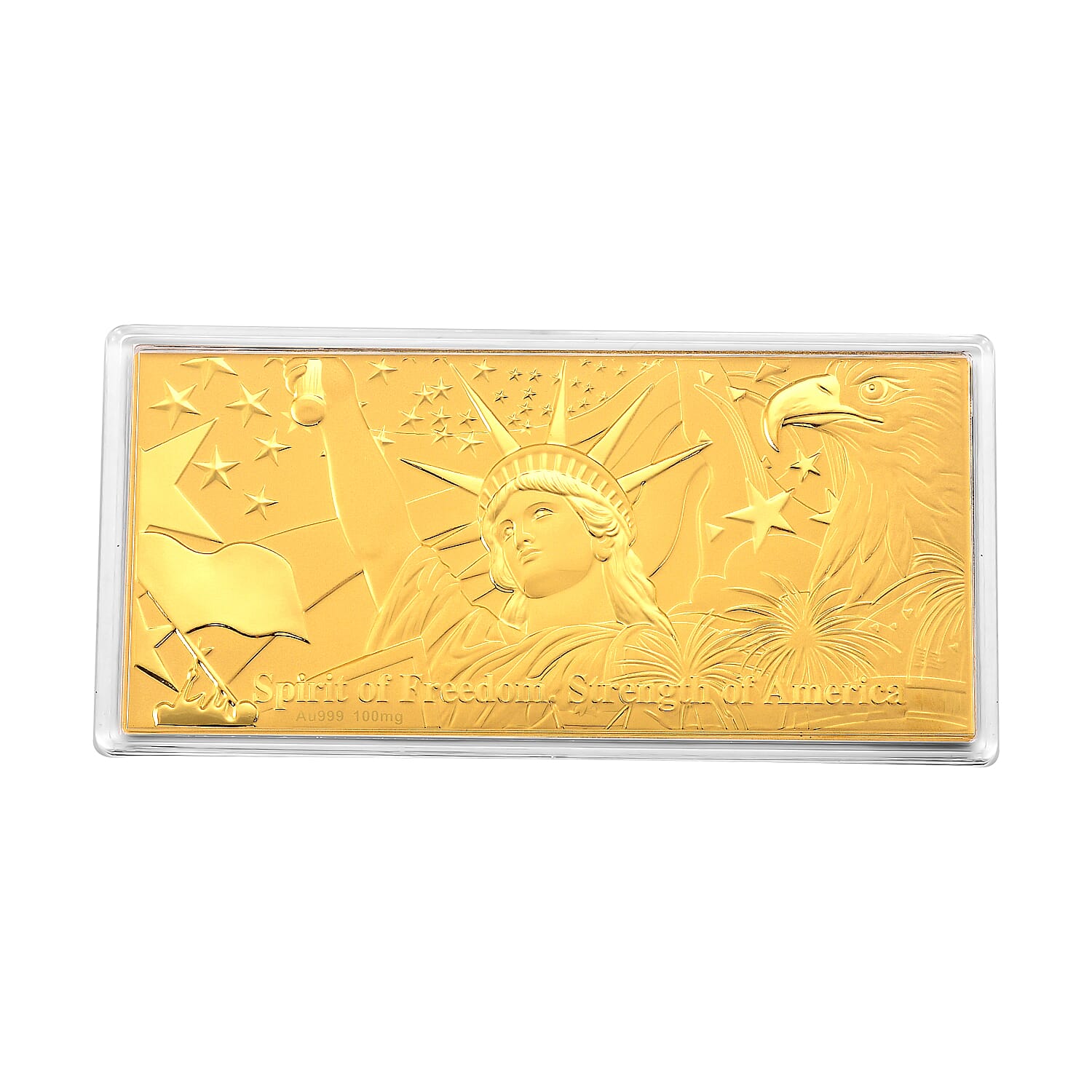 24K Yellow Gold Spirit of Freedom Strength of America Embossed Sheet (155x75mm) 100mg