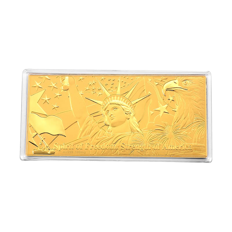 24K Yellow Gold Spirit of Freedom Strength of America Embossed Sheet (75x154mm) 100mg