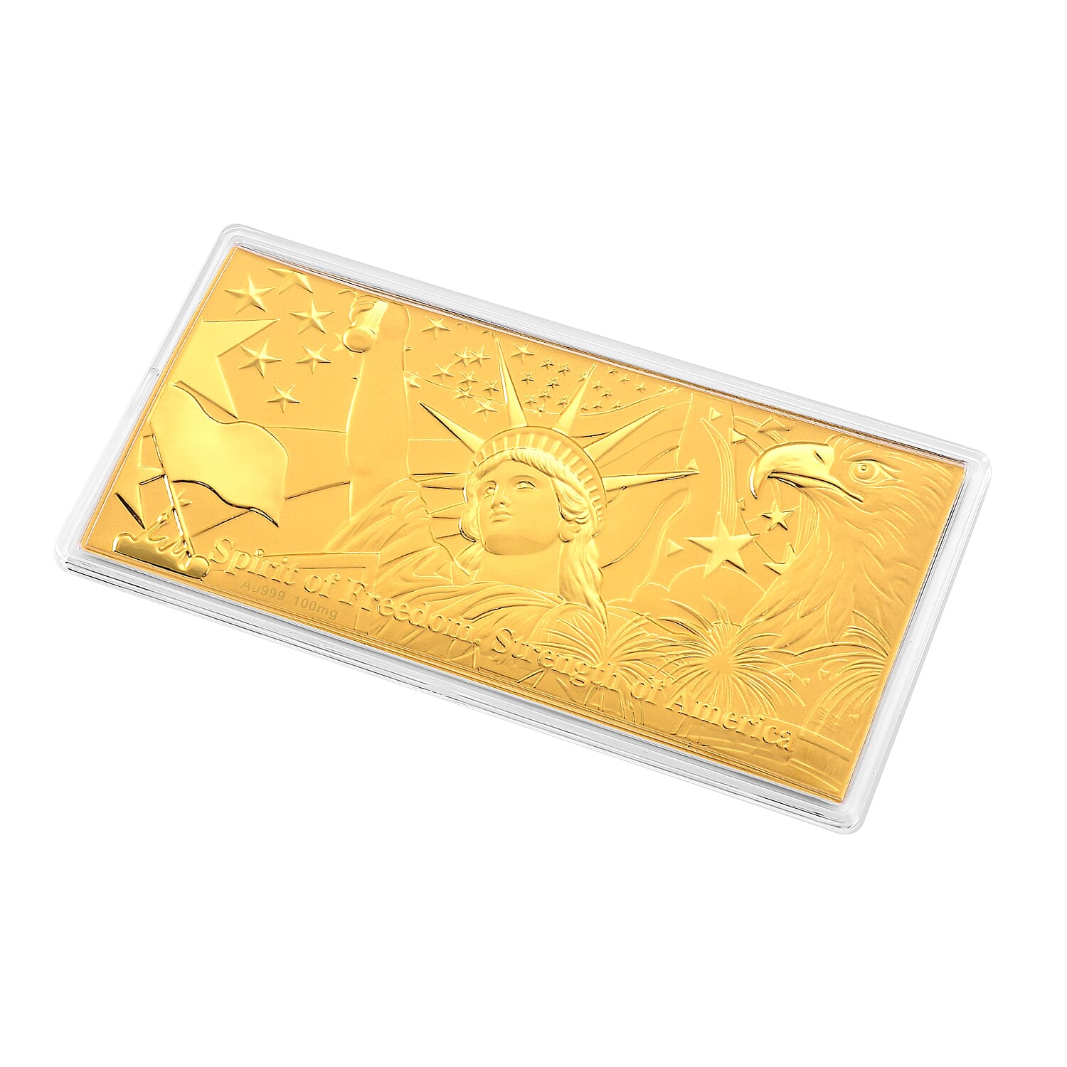 24K Yellow Gold Spirit of Freedom Strength of America Embossed Sheet (155x75mm) 100mg