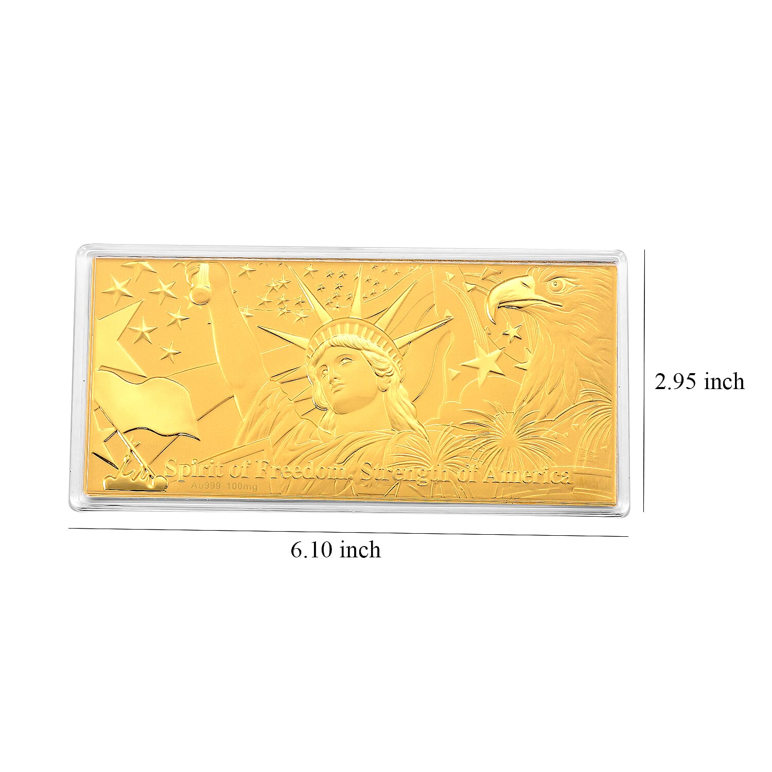 24K Yellow Gold Spirit of Freedom Strength of America Embossed Sheet (155x75mm) 100mg