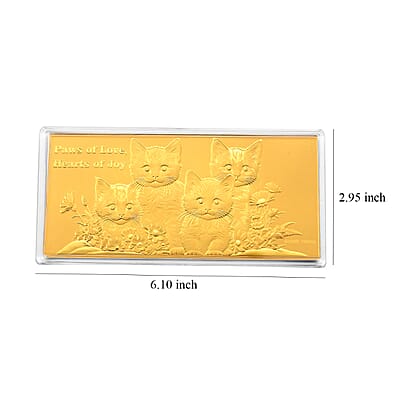 24K Yellow Gold Paws of Love Hearts of Joy Cat Family Embossed Sheet (75x154mm) 100mg