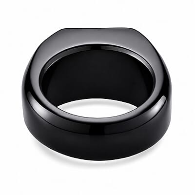 D'Joy Moissanite 52.50 ctw and Black Jade Band Men's Ring in Rhodium Over Sterling Silver (Size 10.0)