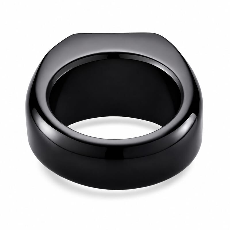 D'Joy Moissanite 52.50 ctw and Black Jade Band Men's Ring in Rhodium Over Sterling Silver (Size 10.0)
