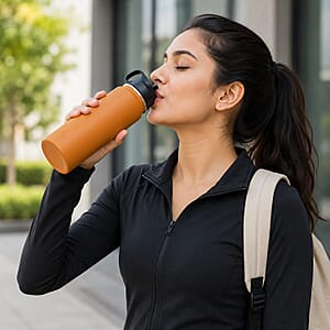 Closeout The Memory Company Brown Double Wall Stainless Steel Water Bottle 22oz