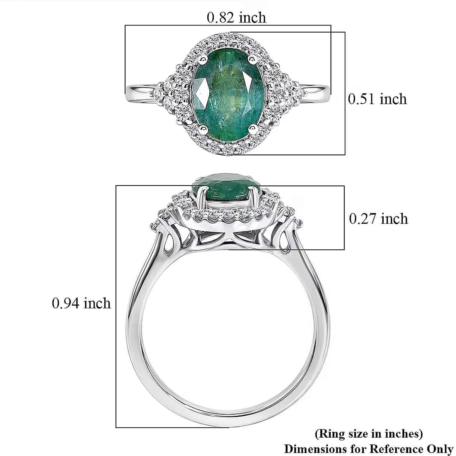 Certified & Appraised D'Joy Premium Kagem Zambian Emerald and Moissanite 2.10 ctw Ring in Rhodium Over Sterling Silver (Size 6.0)