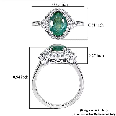 Certified & Appraised D'Joy Premium Kagem Zambian Emerald and Moissanite 2.10 ctw Ring in Rhodium Over Sterling Silver (Size 6.0)