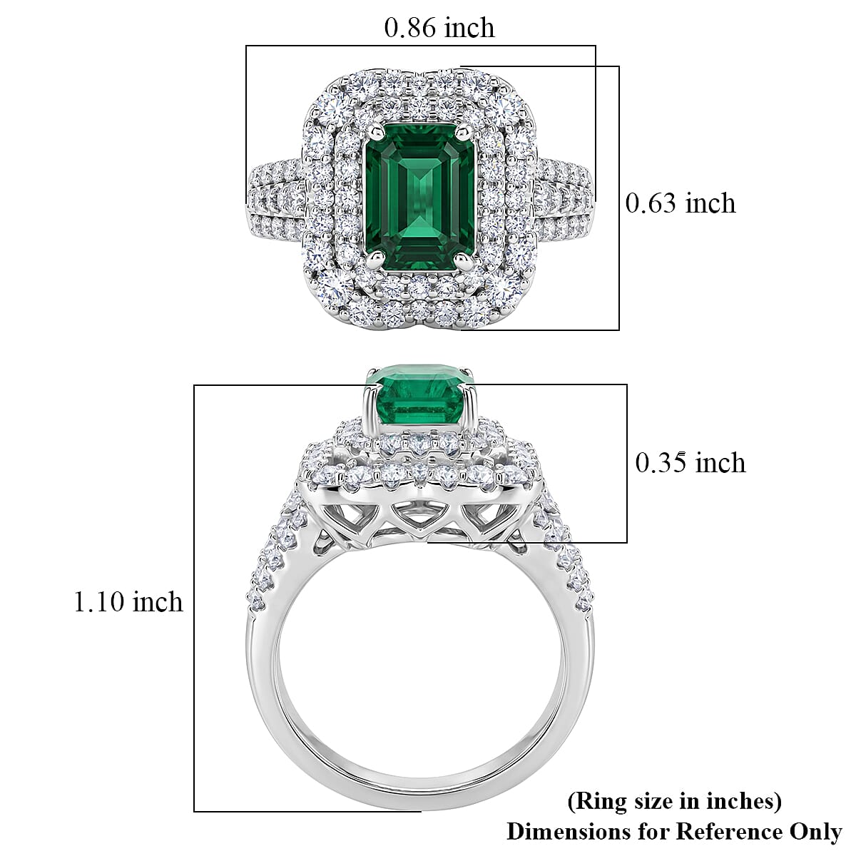 Certified & Appraised D'Joy Premium Kagem Zambian Emerald and Moissanite 2.50 ctw Ring in Rhodium Over Sterling Silver (Size 6.0) image number 5