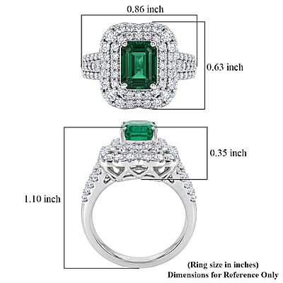 Certified & Appraised D'Joy Premium Kagem Zambian Emerald and Moissanite 2.50 ctw Ring in Rhodium Over Sterling Silver (Size 6.0)