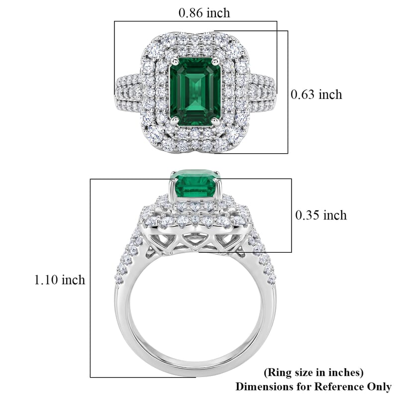 Doorbuster Certified & Appraised D'Joy Premium Kagem Zambian Emerald and Moissanite 2.50 ctw Ring in Rhodium Over Sterling Silver (Size 6.0)