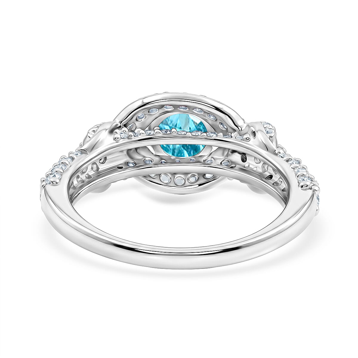 Blue Topaz and Simulated Diamond 1.65 ctw Ring in Sterling Silver (Size 7.0)