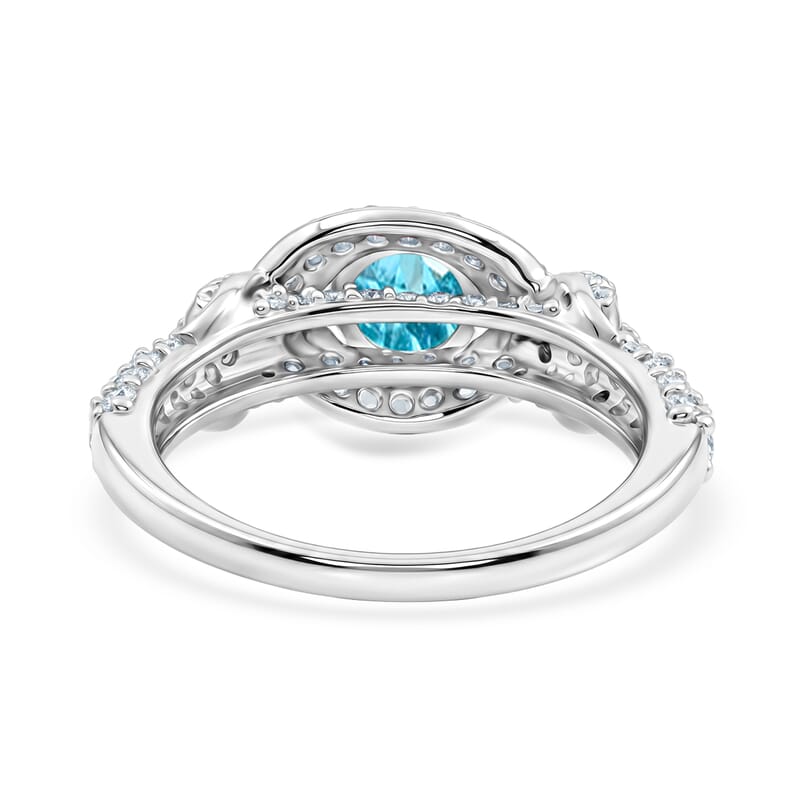 Blue Topaz and Simulated Diamond 1.65 ctw Ring in Sterling Silver (Size 7.0)