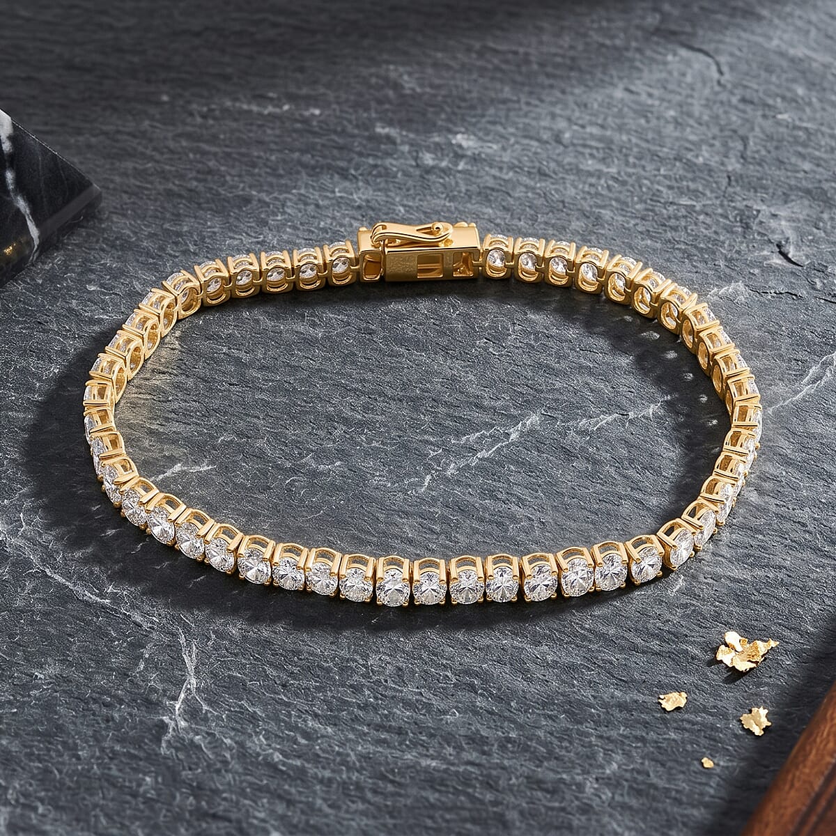 Luxuriant Lab Grown Diamond (G VS) Tennis Bracelet in 14K YG Over Sterling Silver (6.50 In) 10.00 ctw image number 1