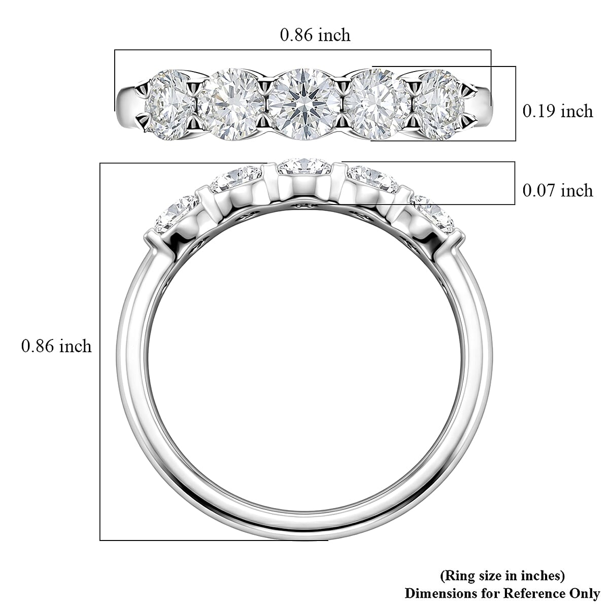 Luxuriant Lab Grown Diamond SI 1.00 ctw Ring in Sterling Silver (Size 5.0)