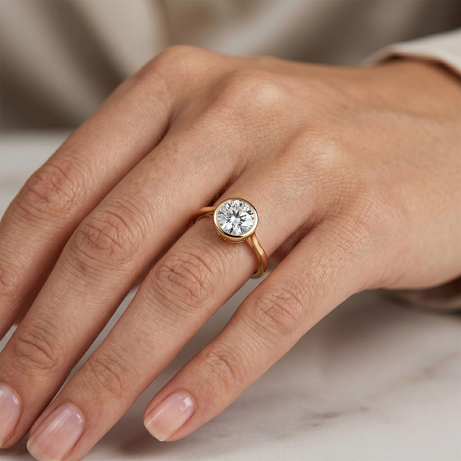 Luxuriant Lab Grown Diamond SI 1.10 ctw Ring in 14K YG Over Sterling Silver (Size 7.0)