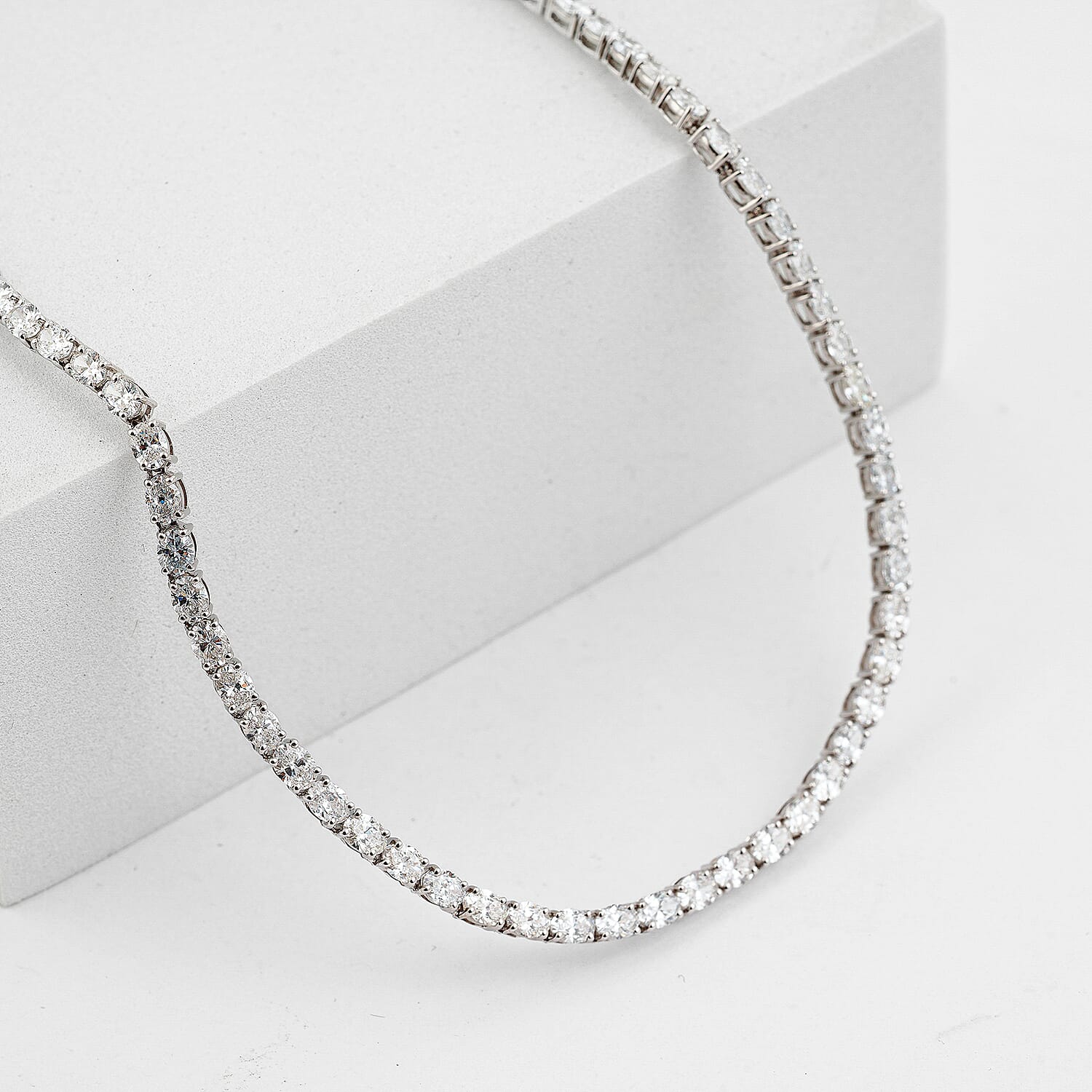Luxuriant Lab Grown Diamond SI 12.30 ctw Tennis Necklace in Sterling Silver 18 Inches