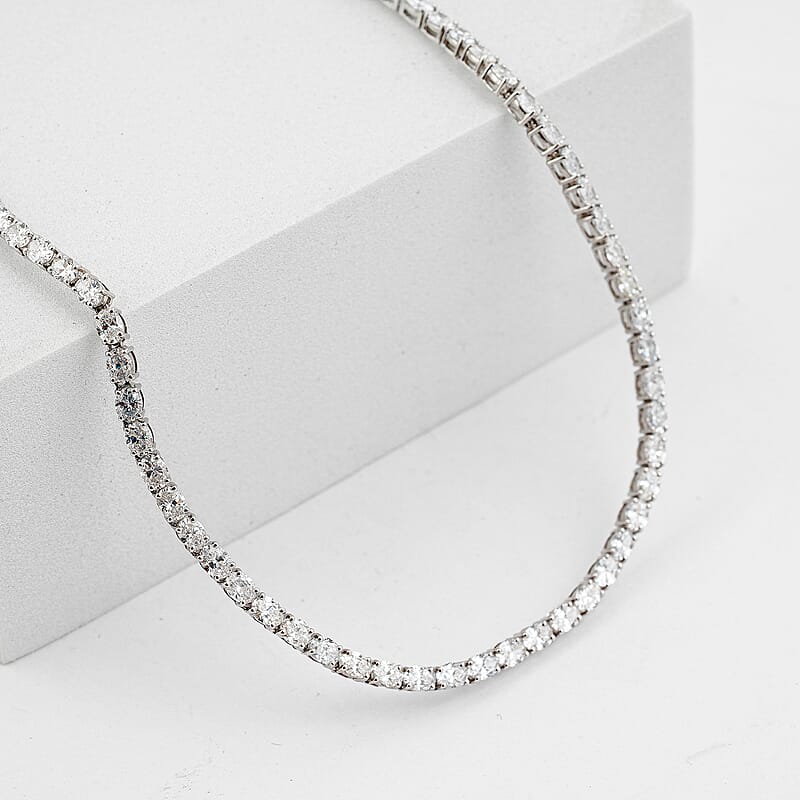 Luxuriant Lab Grown Diamond SI 12.30 ctw Tennis Necklace in Sterling Silver 18 Inches