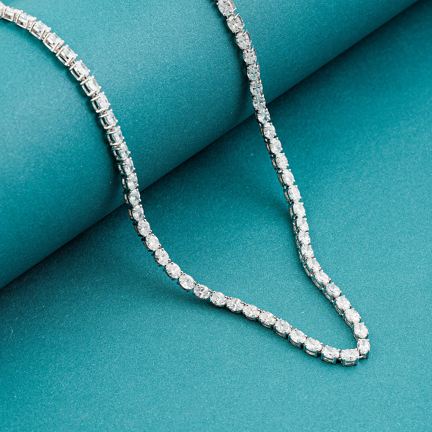 Luxuriant Lab Grown Diamond SI 12.30 ctw Tennis Necklace in Sterling Silver 18 Inches