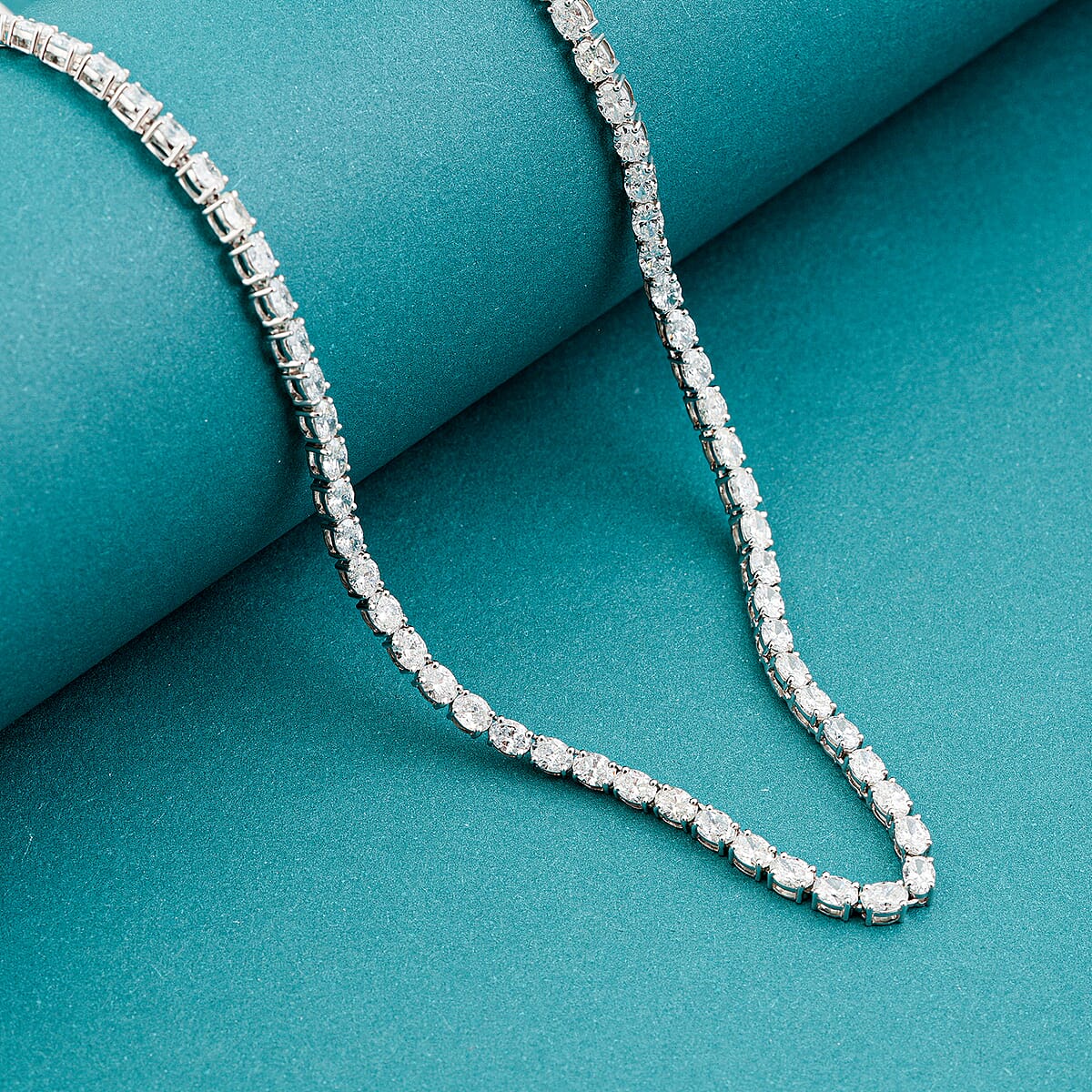 Luxuriant Lab Grown Diamond SI 12.30 ctw Tennis Necklace in Sterling Silver 18 Inches image number 1