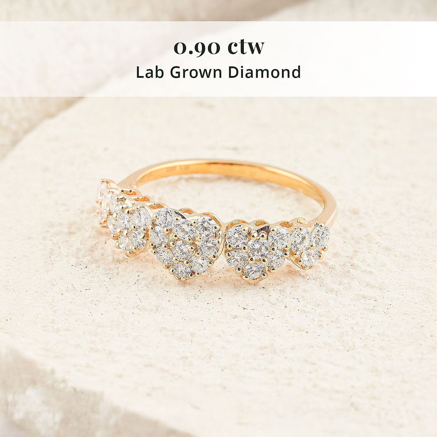Luxuriant Lab Grown Diamond SI 0.90 ctw Ring in 14K YG Over Sterling Silver (Size 8.0)