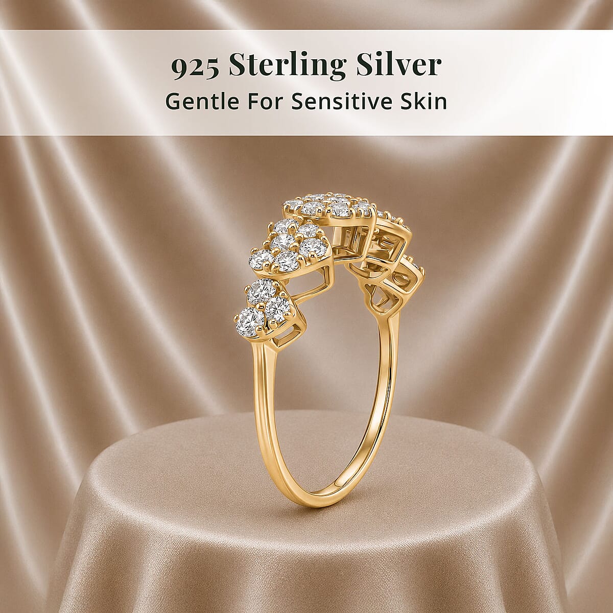Luxuriant Lab Grown Diamond SI 0.90 ctw Ring in 14K YG Over Sterling Silver (Size 8.0) image number 4
